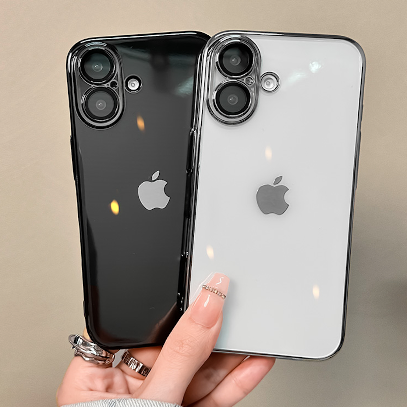 Custodia cristallina di lusso per iPhone con protezione della fotocamera