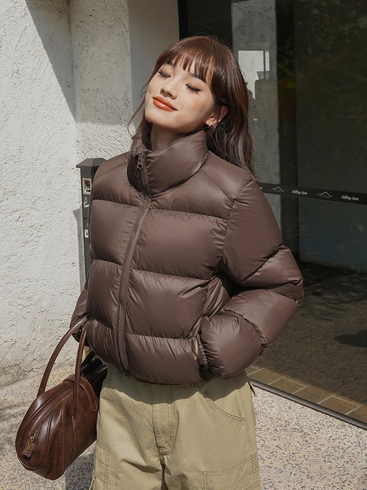 Zoki Streetwear parka corto spesso moda donna inverno caldo cappotti gonfi tasche moda piumino Casual femminile imbottito in cotone